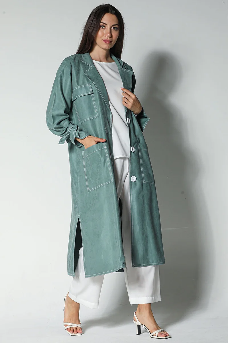 Moistreet Pocket Detailed Crepe Top & Pants Set