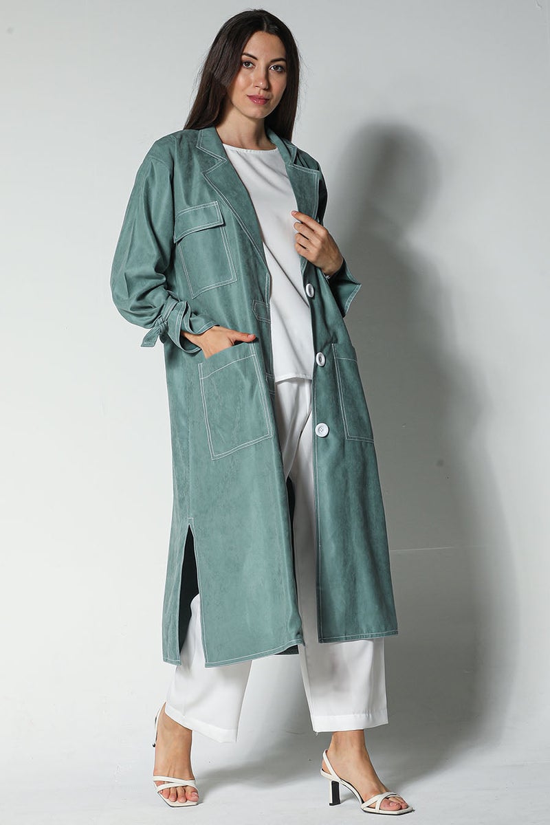 Moistreet Pocket Detailed Crepe Top & Pants Set - Image 3