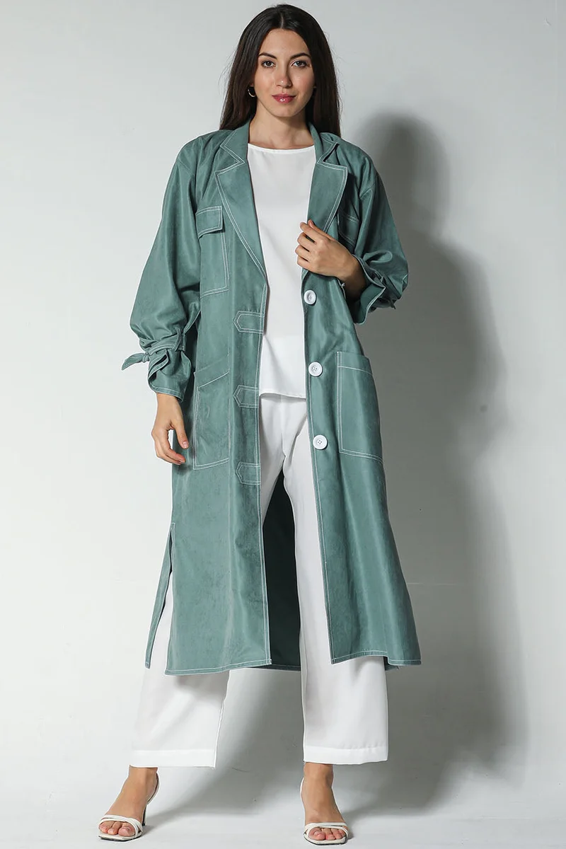 Moistreet Pocket Detailed Crepe Top & Pants Set