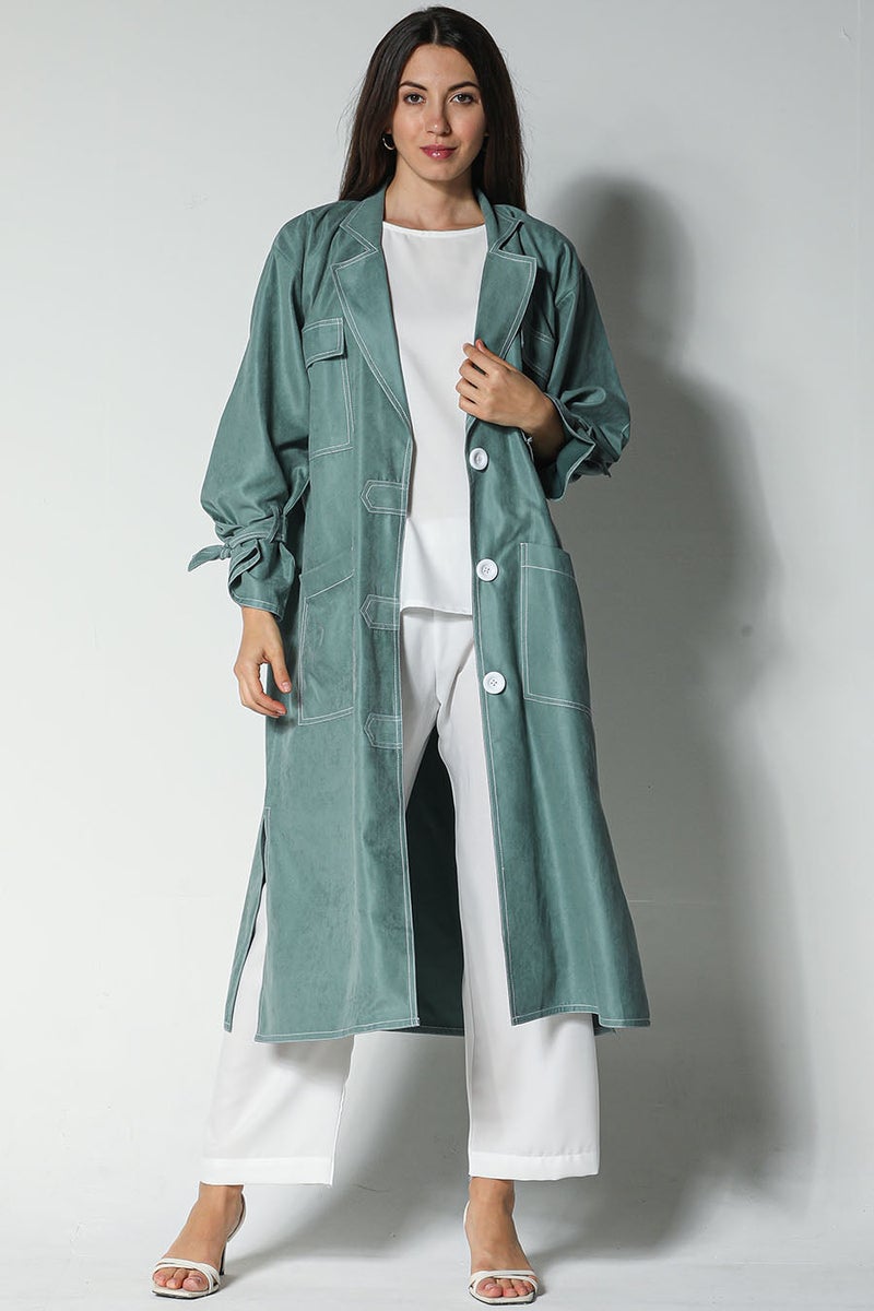 Moistreet Pocket Detailed Crepe Top & Pants Set - Image 5