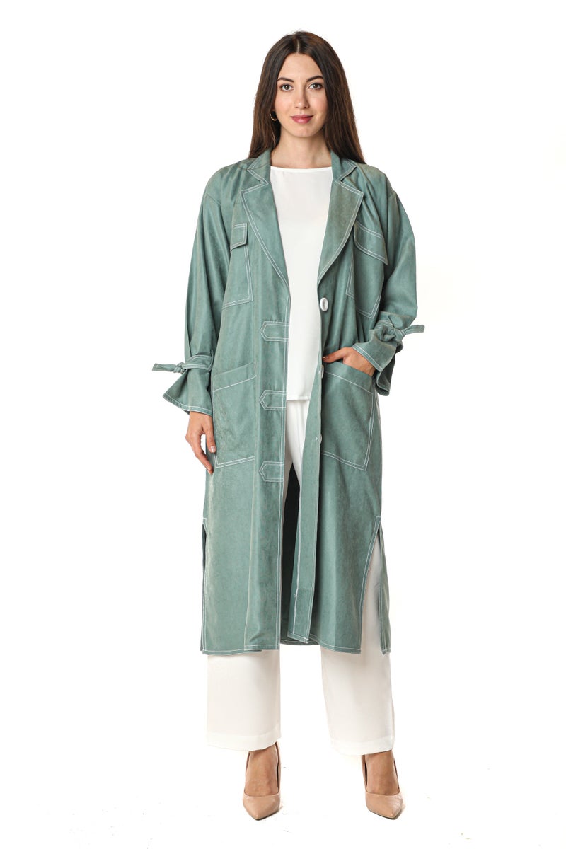Moistreet Pocket Detailed Crepe Top & Pants Set - Image 1
