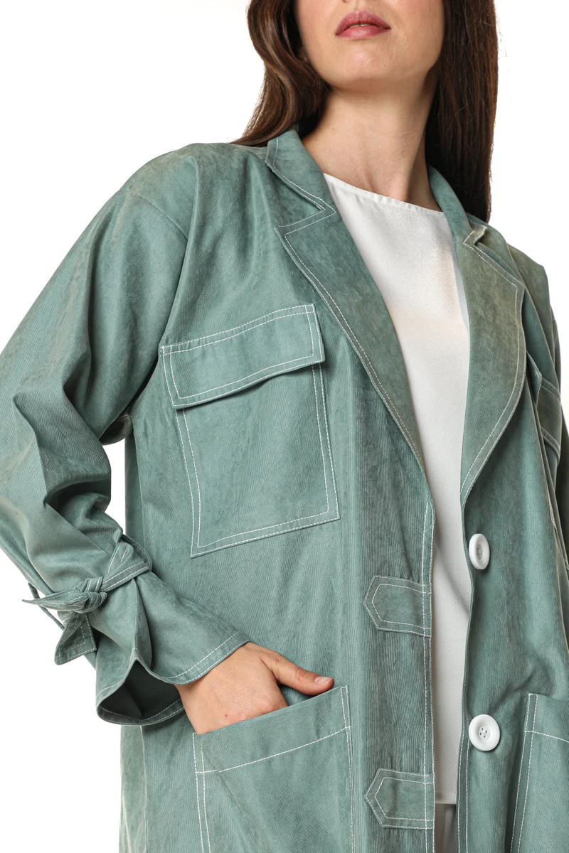 Moistreet Pocket Detailed Crepe Top & Pants Set
