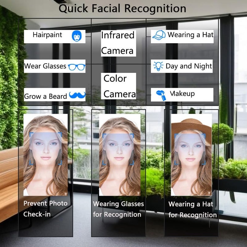 Time Clock for Employees, Attendance Machine Face Recognition Time Clock Biometric Time Clock Password Punch Time Clock,Password Punching in One,Office Time Clock - Image 4