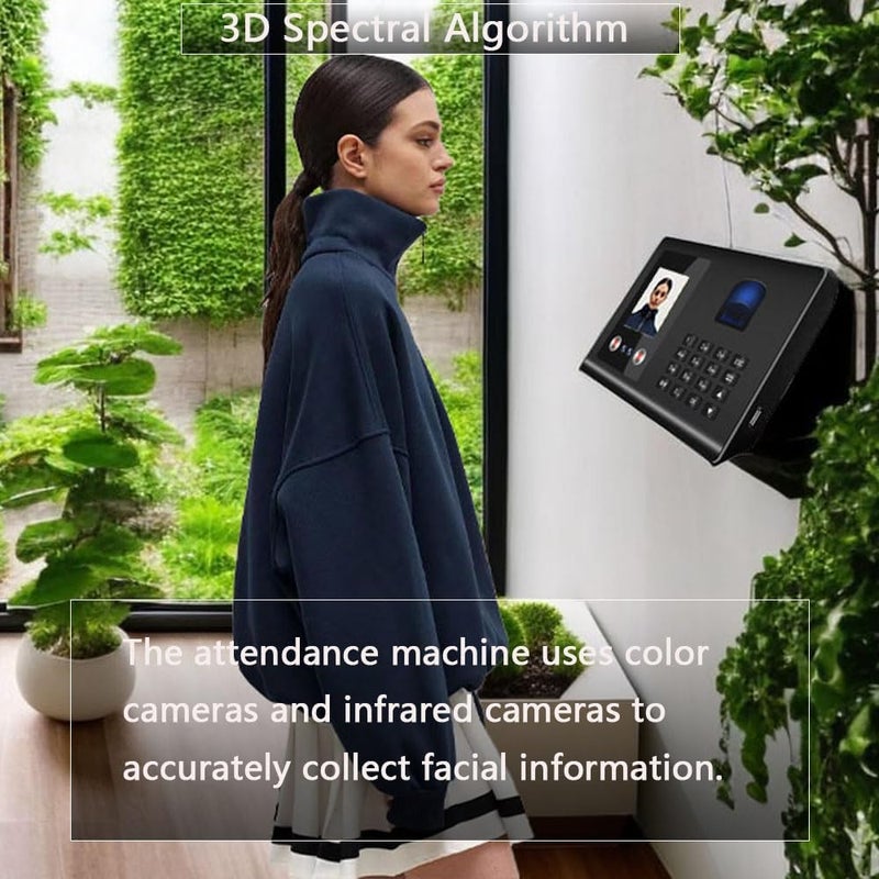 Time Clock for Employees, Attendance Machine Face Recognition Time Clock Biometric Time Clock Password Punch Time Clock,Password Punching in One,Office Time Clock - Image 3