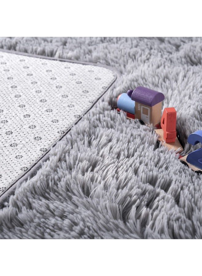 Noahas 6x9 Fluffy Grey Area Rugs for Living Room,Shaggy Rugs for Bedroom,Big Fuzzy Bedroom Carpet,Soft Large Living Room Rugs,Thick Plush Shag Rug,Comfy Nursery Kids Rug Room Decor - Image 4