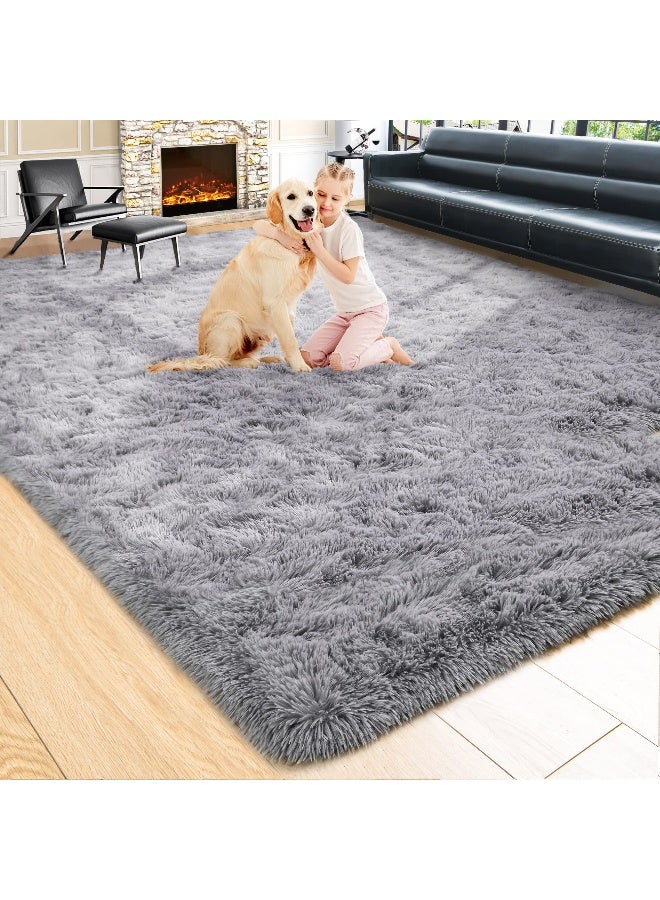 Noahas 6x9 Fluffy Grey Area Rugs for Living Room,Shaggy Rugs for Bedroom,Big Fuzzy Bedroom Carpet,Soft Large Living Room Rugs,Thick Plush Shag Rug,Comfy Nursery Kids Rug Room Decor - Image 1
