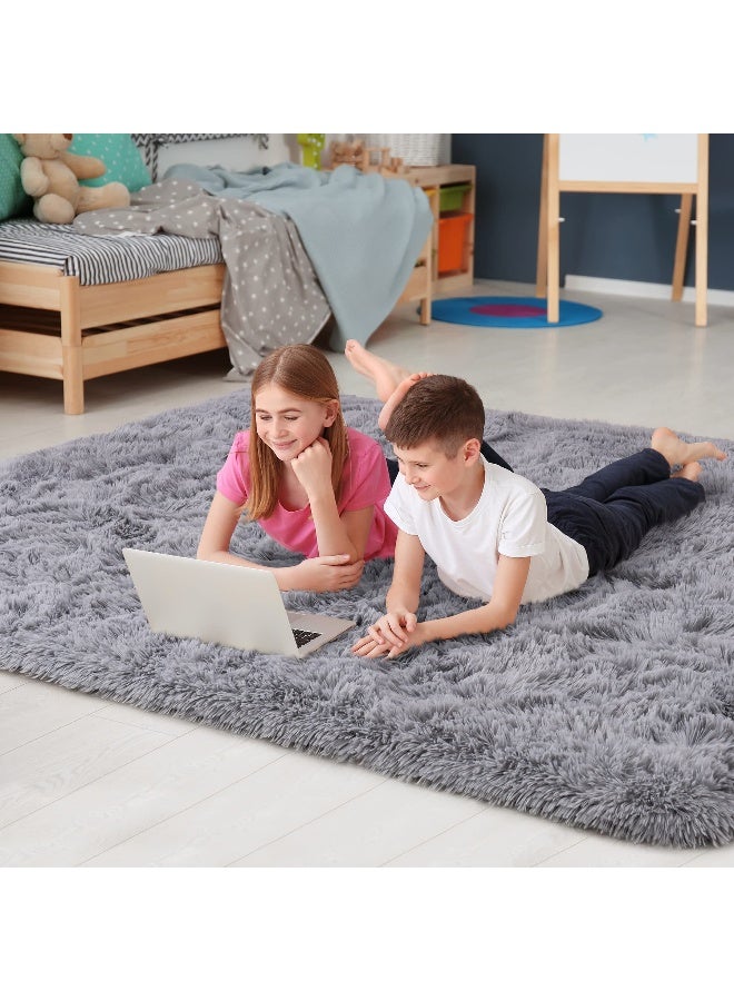 Noahas 6x9 Fluffy Grey Area Rugs for Living Room,Shaggy Rugs for Bedroom,Big Fuzzy Bedroom Carpet,Soft Large Living Room Rugs,Thick Plush Shag Rug,Comfy Nursery Kids Rug Room Decor - Image 5