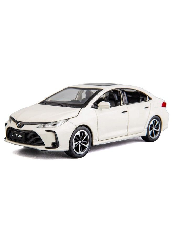 Compatible For 1:32 Toyota Corolla Model Car, Zinc Alloy Pull Back Toy Car With Sound And Light For Kids Boy Girl White - Image 1
