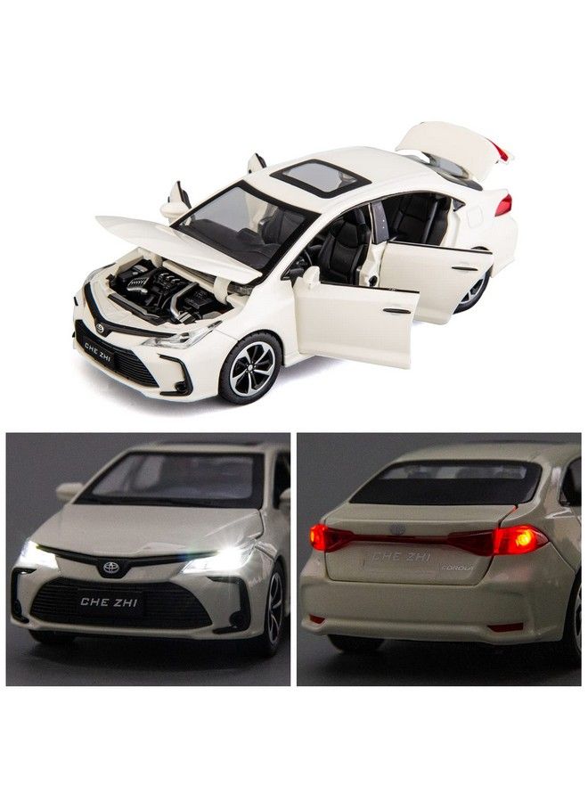 Compatible For 1:32 Toyota Corolla Model Car, Zinc Alloy Pull Back Toy Car With Sound And Light For Kids Boy Girl White - Image 4