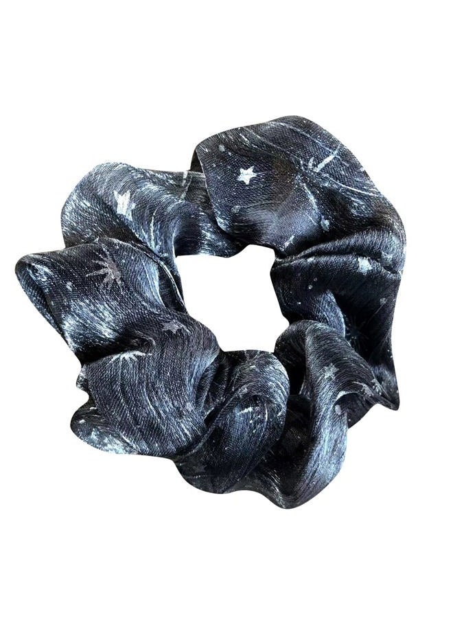 Milbon 6 Pack Chiffon Stars Floral Hair Scrunchies Pineapple or Themed Style Print Slap Bracelet Ponytail Holder Elastic Hair Bands Wrist Fabric Scrunchy Hair Ties for Show/Sleepover Party Girls (Grey) - Image 2