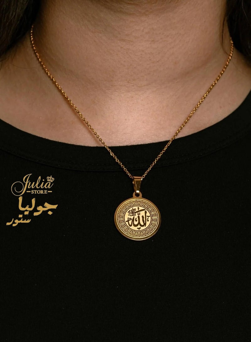 جوليا ستور 18K مطلية بالذهب الفولاذ المقاوم للصدأ العصرية الإسلامية كلمة الله بسيطة العربية الفاخرة اسم الله مجوهرات دينية إسلامية هدية للنساء والرجال - Image 4