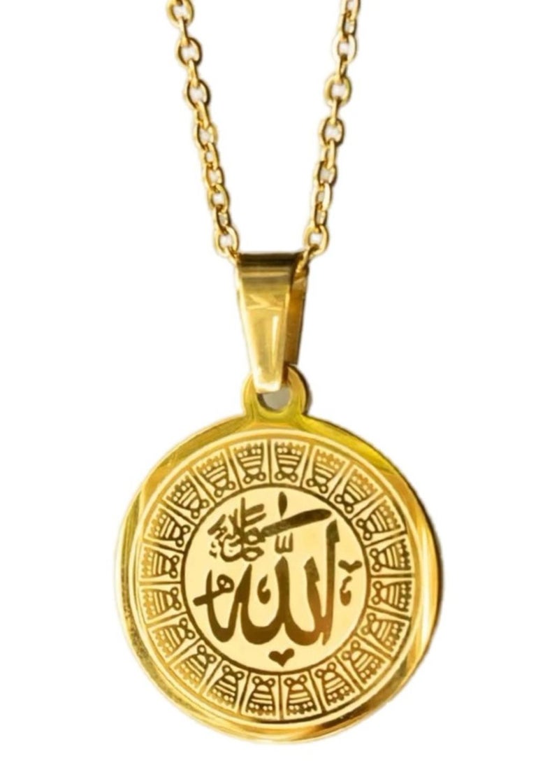 Julia Store 18K Gold Plated Stainless Steel Trendy Islamic Allah Word Minimalist Arabic Deluxe The God Name Religious Muslim Jewelry Gift Women Men - Image 1