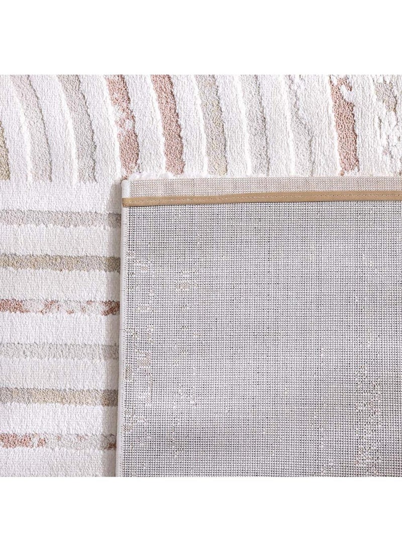 DANUBE HOME Elie Modern Geometrical Patterned Rug  Polypropylene+Polyester Area Rug L230xW160cm-White Multi  - Image 2