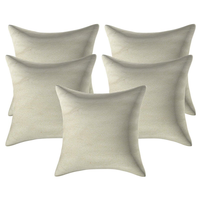 IM FAB Plain Jute Cushion Cover (16X16 inches/40X40 cms, Cream/Beige) - Image 5