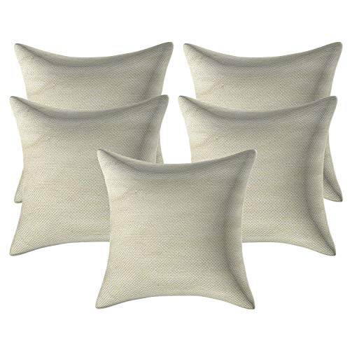 IM FAB Plain Jute Cushion Cover (16X16 inches/40X40 cms, Cream/Beige) - Image 1