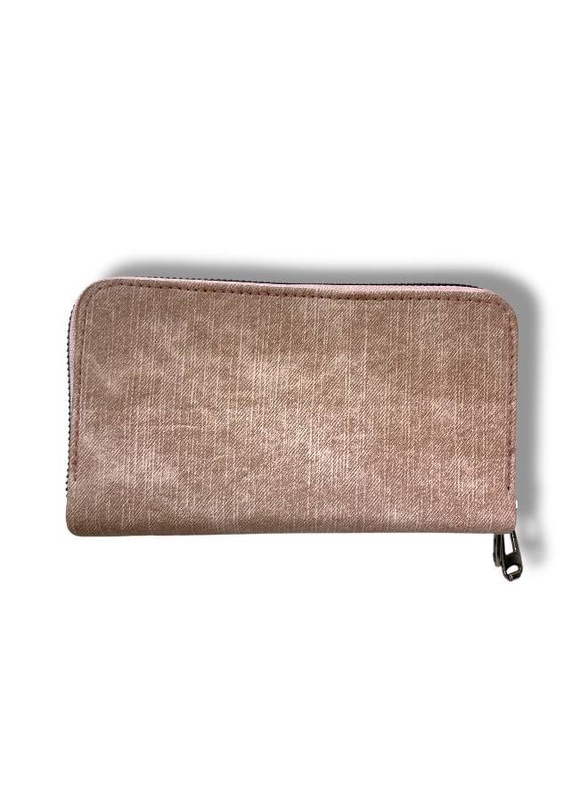 Women’s Pink Wallet with Practical Interior Layout and Double Zipper