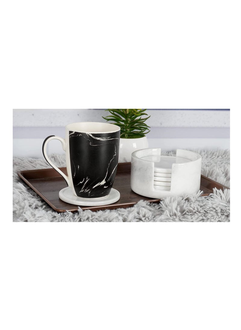 RADICALn RADICALn Coaster Set Cup Pad 3.5 Inches Handmade Marble Pot White Coasters Plates for Mug Glass Drinks - Non Plastic Non Tile - Warming Stone Kitchen Car Office Drink Coaster Sets  - Image 5