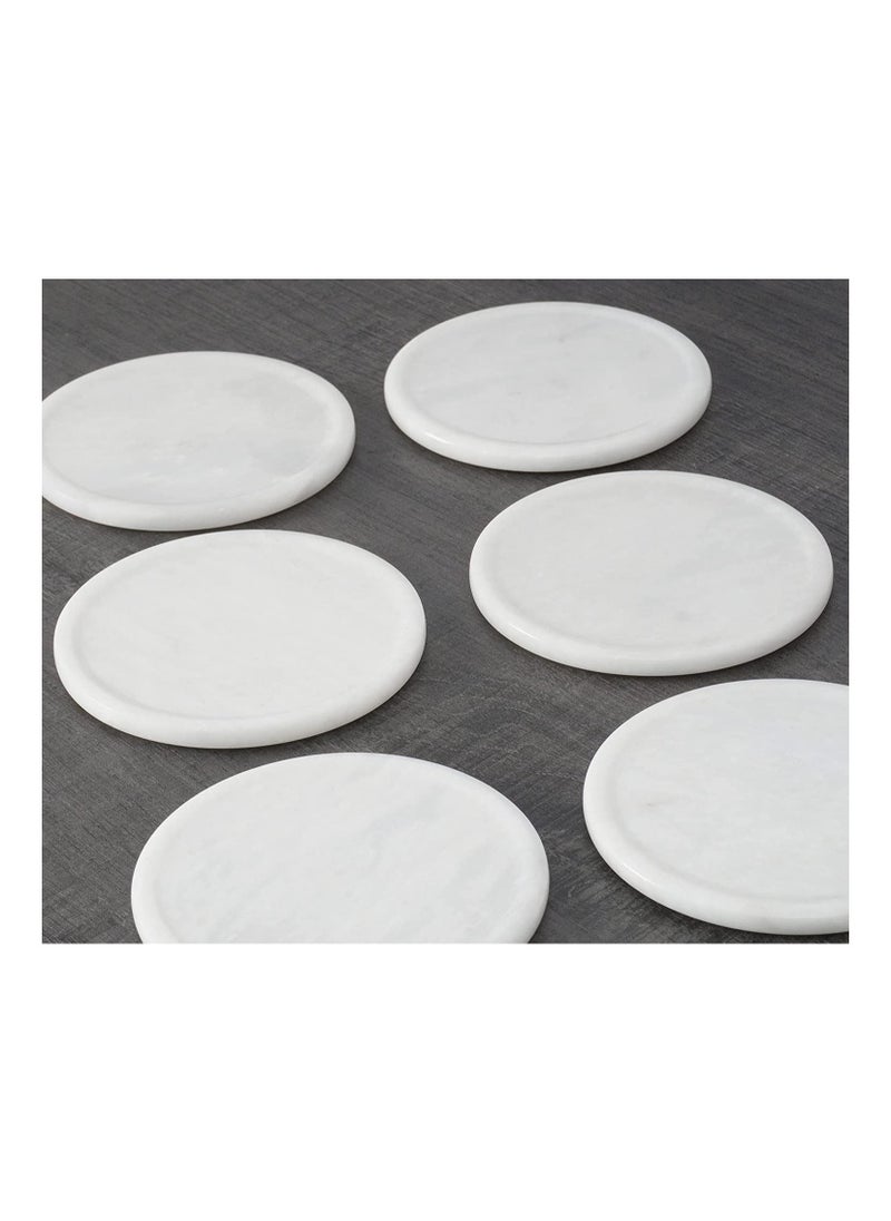 RADICALn RADICALn Coaster Set Cup Pad 3.5 Inches Handmade Marble Pot White Coasters Plates for Mug Glass Drinks - Non Plastic Non Tile - Warming Stone Kitchen Car Office Drink Coaster Sets  - Image 4