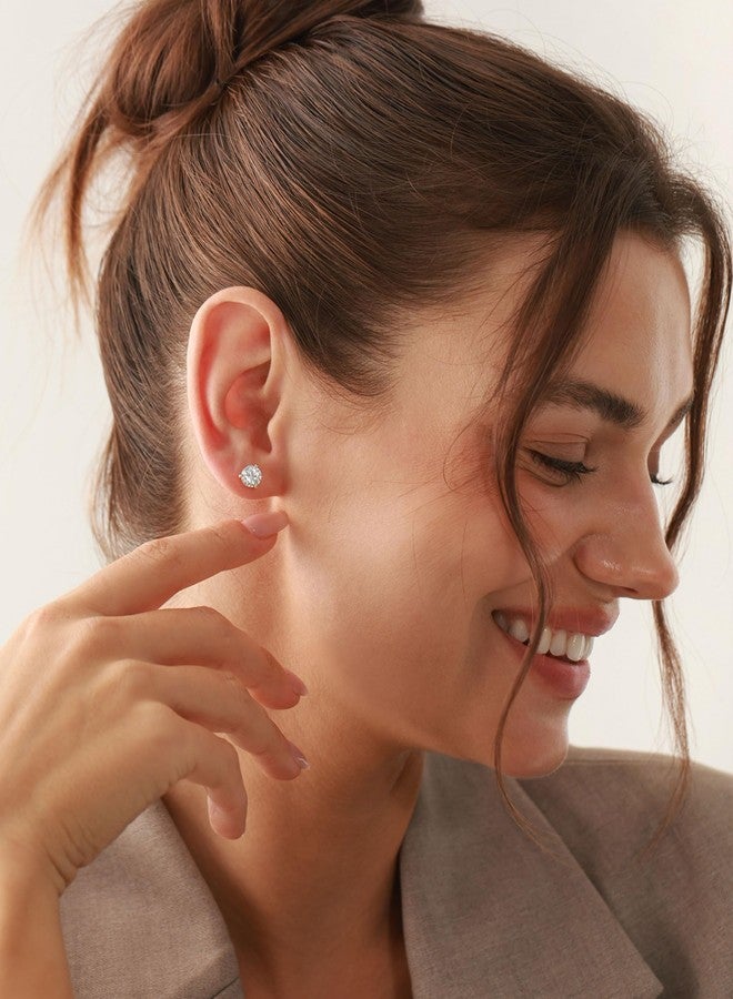 ASHINE Flat Back Stud Earrings for Women Hypoallergenic 14k Gold Cubic Zirconia Screw Back Nickel Free Small Stud Earrings Valentine Anniversary (Gold-1 Carat) - Image 3