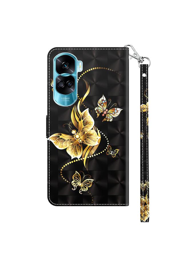 Green Tiger Case For Honor 90 Lite 3D Painted Leather Phone Case - Image 3