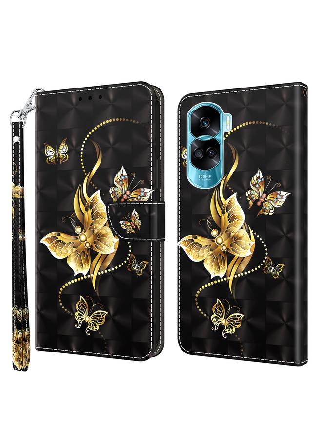 Green Tiger Case For Honor 90 Lite 3D Painted Leather Phone Case - Image 1