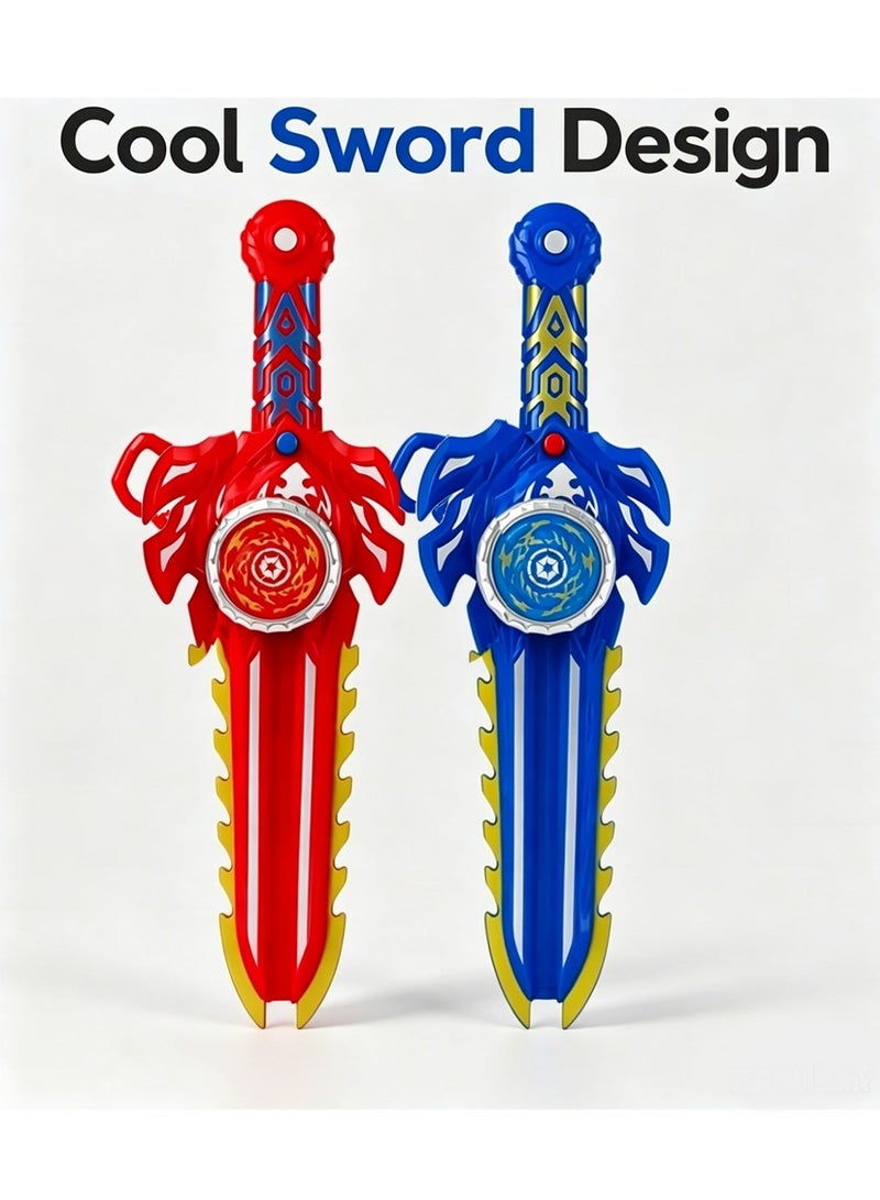 Bincoo 2 Pcs Gyro Battling Top Burst Blade Gyro Toy Battle Launcher with Custom Launcher Handle (Red and Blue) - Image 3
