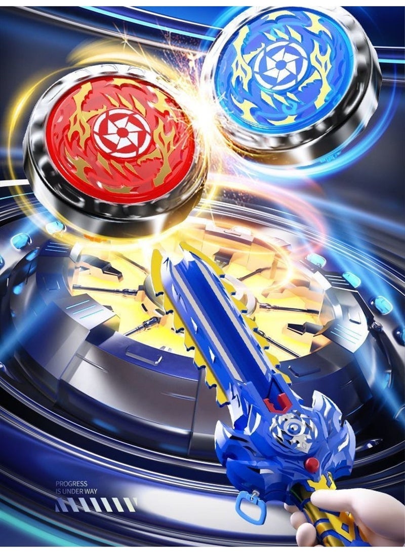 Bincoo 2 Pcs Gyro Battling Top Burst Blade Gyro Toy Battle Launcher with Custom Launcher Handle (Red and Blue) - Image 4