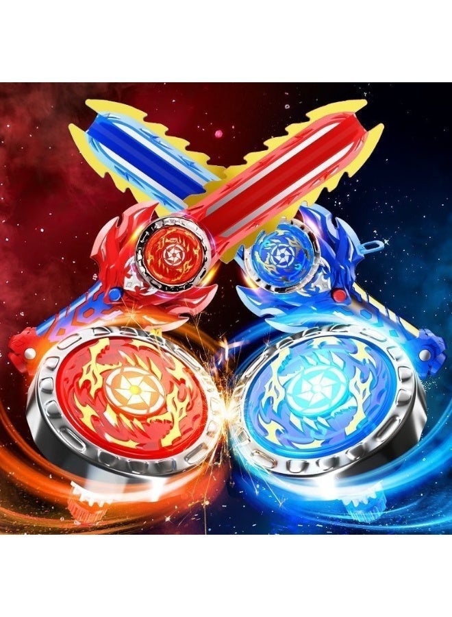 Bincoo 2 Pcs Gyro Battling Top Burst Blade Gyro Toy Battle Launcher with Custom Launcher Handle (Red and Blue) - Image 5
