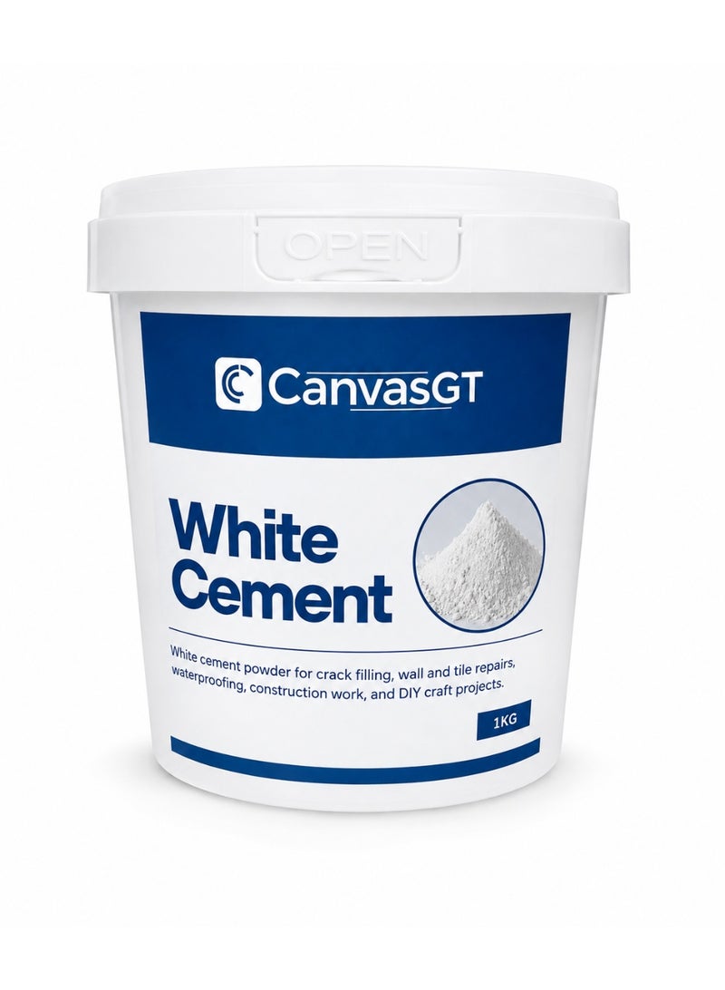 CanvasGT White Cement Powder 1kg for Crack Filling & Wall Repair – Construction Adhesive Cement for Home Renovation, Art & Craft Projects, DIY Building & Surface, Waterproofing etc.