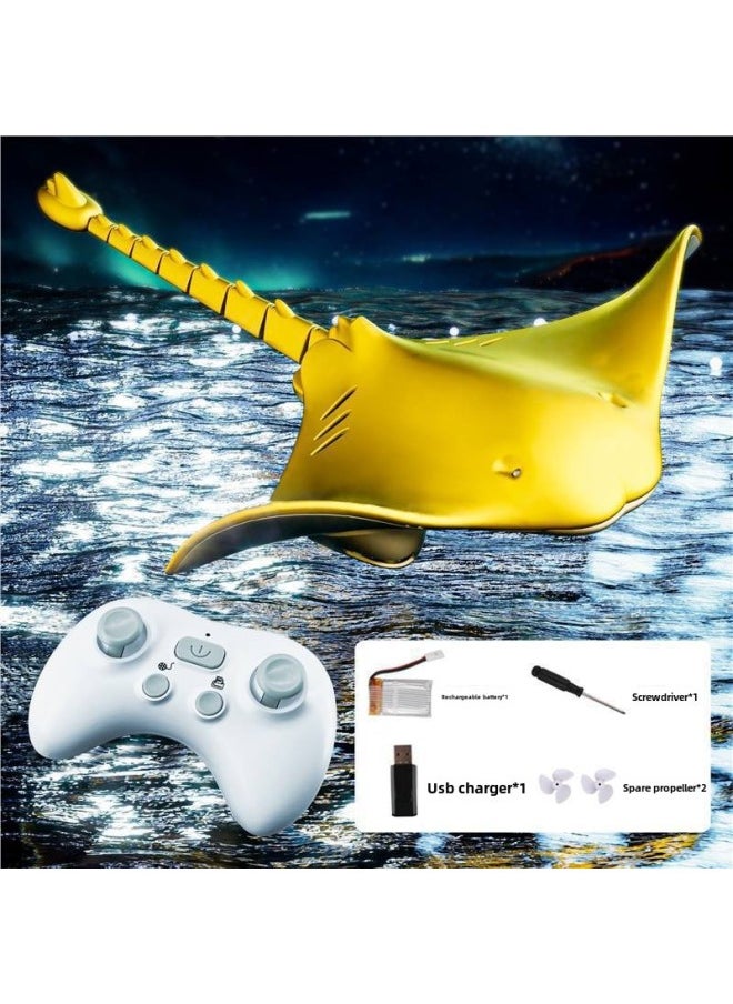 Real Remote Control Shark Electric Water Can Spray Water Swing Water Remote Control Children Swimming Outdoor Boy Toys-Color:Shining Golden Devil Fish Super Power + Swing Left And Right-Specifications:The Dual Batteries Come Standard With A Battery Life Of About 60 Minutes  - Image 1