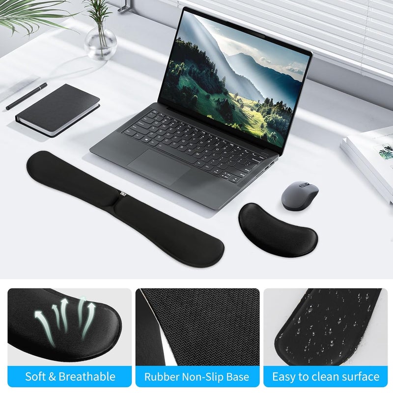ZIBLY Ergonomic Gel Memory Foam Keyboard Wrist Rest & Mousepad Rests for Computer, Silky Wrist Rest for Typing, Laptop, and Mouse Desk Pads Support Hand and Arm, 2 Piece Pad for Office and Travel - Image 5