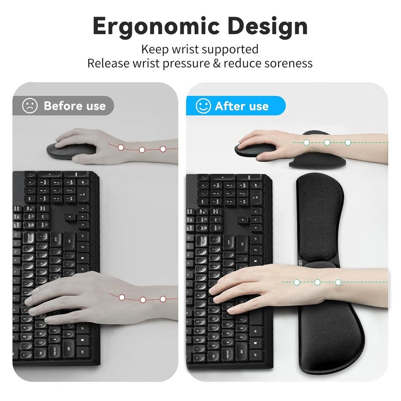 ZIBLY Ergonomic Gel Memory Foam Keyboard Wrist Rest & Mousepad Rests for Computer, Silky Wrist Rest for Typing, Laptop, and Mouse Desk Pads Support Hand and Arm, 2 Piece Pad for Office and Travel - Image 3