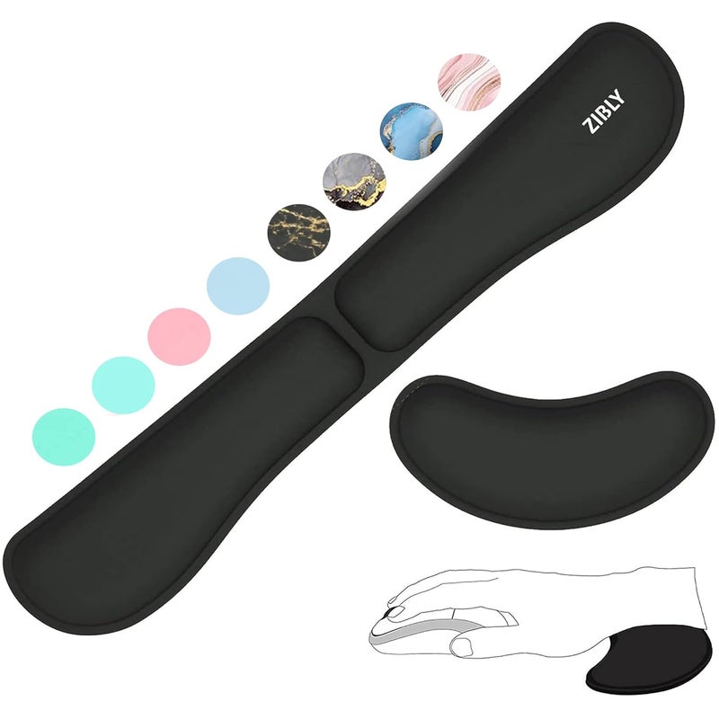 ZIBLY Ergonomic Gel Memory Foam Keyboard Wrist Rest & Mousepad Rests for Computer, Silky Wrist Rest for Typing, Laptop, and Mouse Desk Pads Support Hand and Arm, 2 Piece Pad for Office and Travel - Image 1