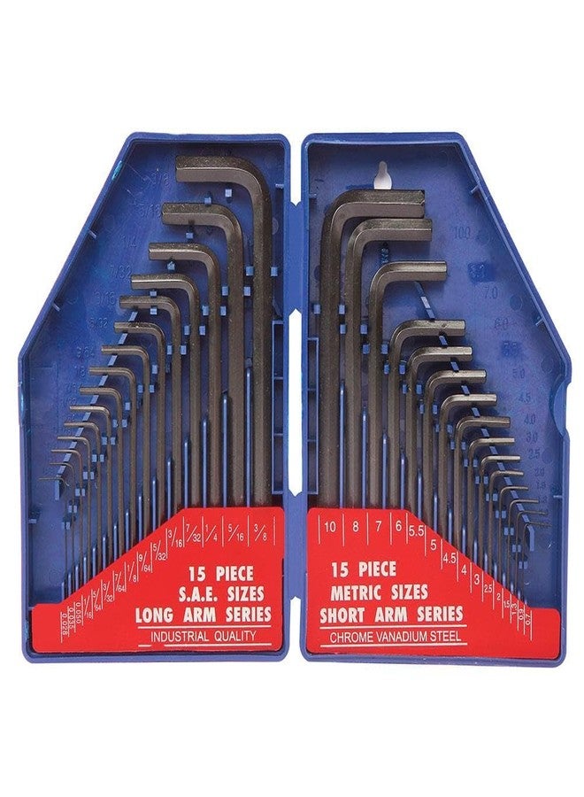 WORKPRO WP222018 30-Piece Hex Key Set (Metric & SAE), Size 0.7 to 10mm & 1/16" to 3/8", Long Arm Allen Key Set, CR-V Steel, Ball End Hex Keys, Rust-Resistant Black Finish, For Professionals & DIY - Image 2