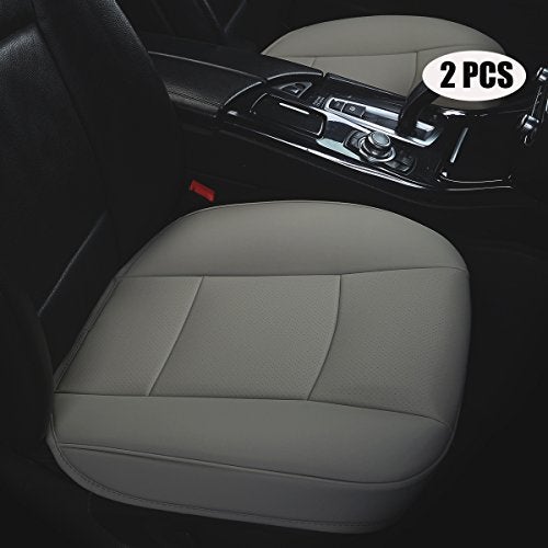 EDEALYN Car Seat Cushions Cover, 2pcs PU Leather Car Seat Covers Car Seat Protector Cover for Car Driver and Passenger Seat Bottom (Width 20.8×deep 21×Thick 0.35 inch) (Dark Grey-B) - Image 5