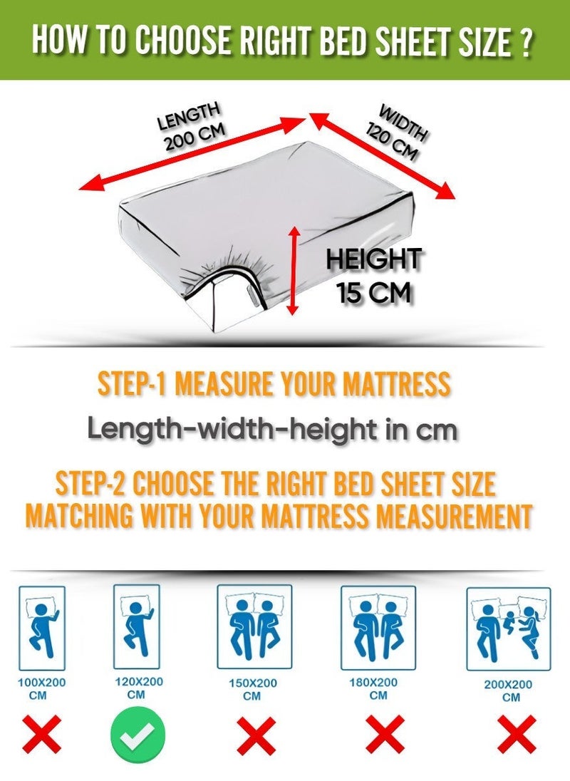 بلوبيري أغطية سرير مطاطية مخططة مفردة من القطن الرمادي الغائم 120x200+15 سم - Image 3