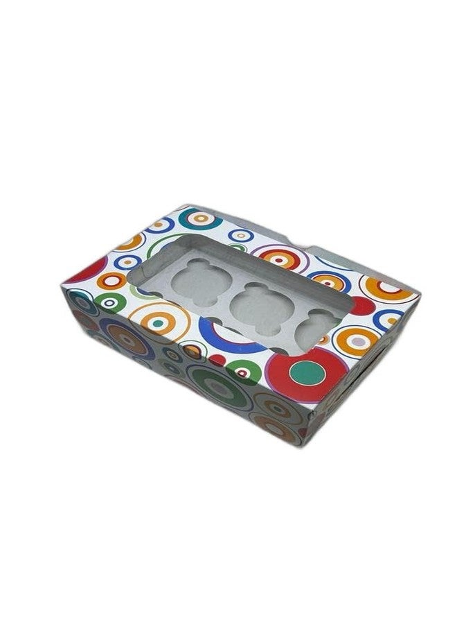 Baekence Cupcake boxes for 6 Mix Colors circular design, Pack of 20 pcs - Image 1