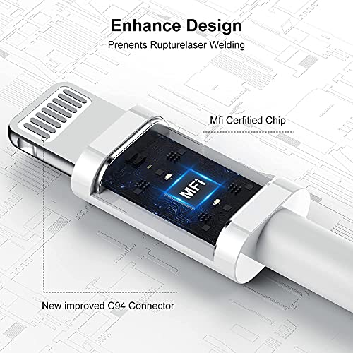 AILKIN Lightning to USB Cable Apple Certified (Mfi) Sync & Charge Cable for iPhone 14/13/12/11 Pro Max/XS MAX/XR/XS/X/8/iPad & iPod, All iPhones, fast Charging Lightning Cable, (Pack of 1) - WHITE - Image 4