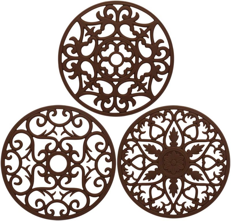 ME.FAN MEFAN Trivets for DishesPotsPans 3 Pcs Silicone Mats FlexibleDurableNon Slip Hot Pads to Protect Table and Counter Top Coffee - Image 1