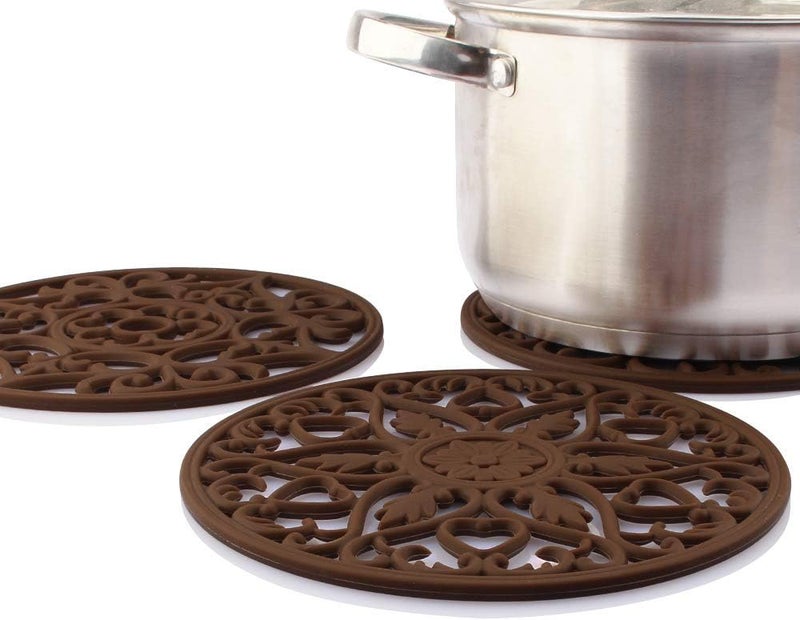 ME.FAN MEFAN Trivets for DishesPotsPans 3 Pcs Silicone Mats FlexibleDurableNon Slip Hot Pads to Protect Table and Counter Top Coffee - Image 3