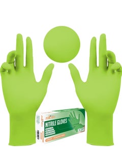 زالكون قفازات Zalcoon Nitrile Exam، خضراء، خالية من البودرة، خالية من اللاتكس، أفضل للمطاعم، الصالونات، المطبخ، التنظيف، إعداد الطعام (عبوة واحدة × 100 قطعة)  - Image 1