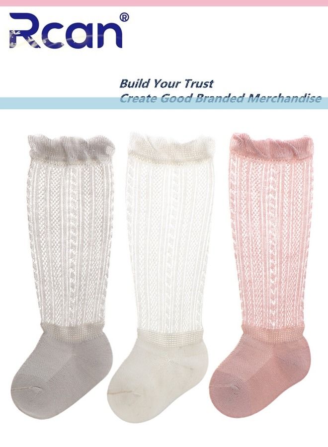 Rcan 3 Pairs Thin Mesh Hollow Stretch Over The Knee Long Cotton Socks Set Anti Mosquito Socks for Summer for Little Baby Unisex - Image 4