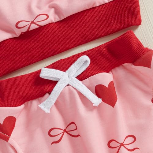 DuAnyozu Baby Girl Valentines Outfit Winter Clothes Heart Print Long Sleeve Sweatshirts Pants Toddler Infant Clothing (d-Red, 18-24 Months) - Image 5