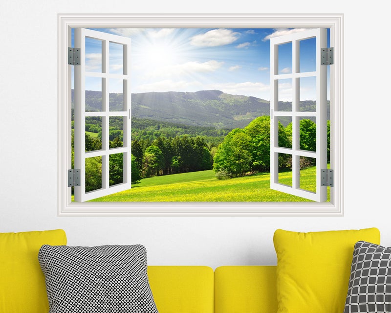 FLFK Fake Window Wall Sticker - Landscape Faux Window Wall Mural for Wall Decor, Stick and Peel Wall Decals,16"x24" - Image 5