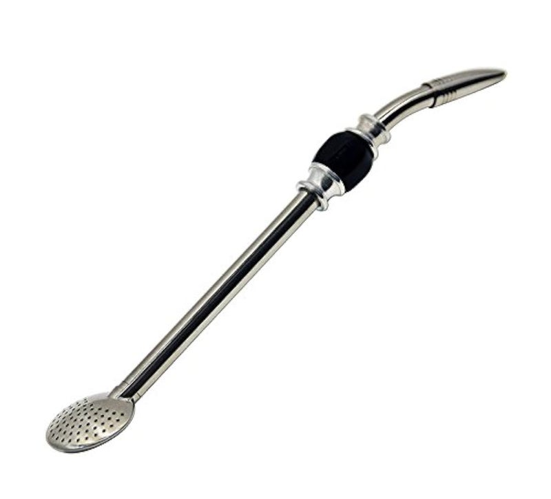 RECHERE Stainless Steel Yerba Mate Tea Bombilla Gourd Drinking Straw Filter Silver (Black) - Image 1