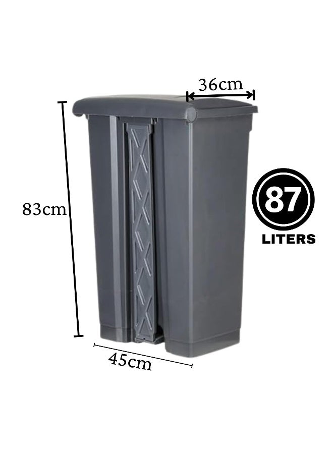 AKC Pedal Waste Bin with Lid – 30L, 45L, 68L, 87L | Gray, Yellow, Red, Green | Durable Plastic Trash Bin with Foot Pedal & Lid (Gray, 87 LTR) - Image 2