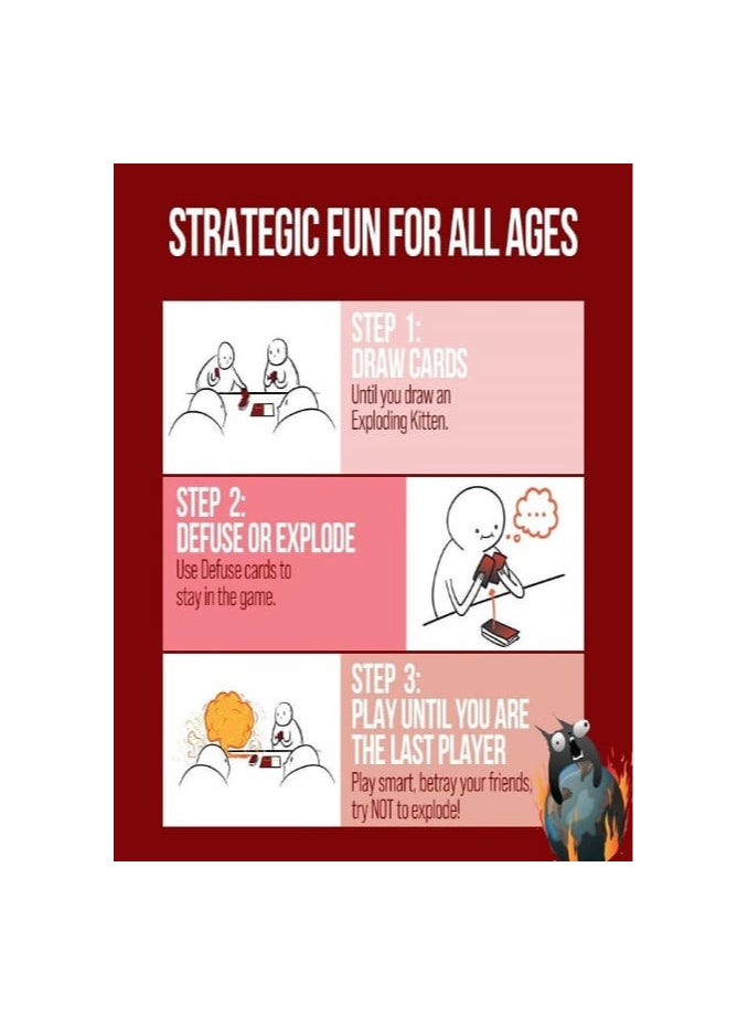 Exploding Kittens Original Edition - Hilarious Family Card Game - Party Game for Ages 7 and Up - 56 Cards - 2-5 Players - 15 Minutes of Play
