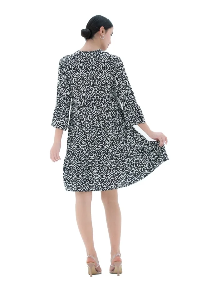 هايليز Black and White Patterned Dress