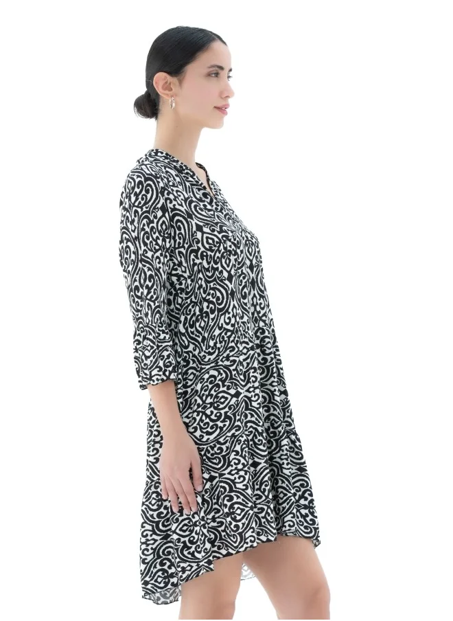 هايليز Black and White Patterned Dress