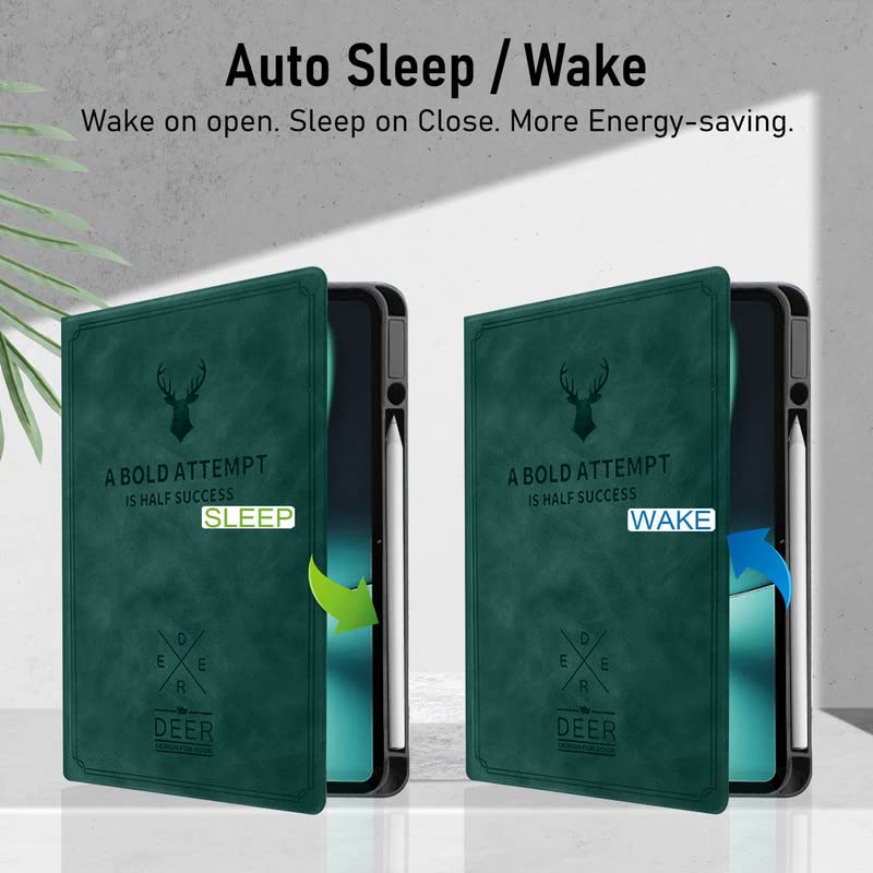 Robustrion Cover for OnePlus Pad Cover with Pencil Holder, Deer Patten Flip Case Cover for OnePlus Pad 11.61 inch 2023, Support Auto Sleep Wake - Dark Green - Image 3